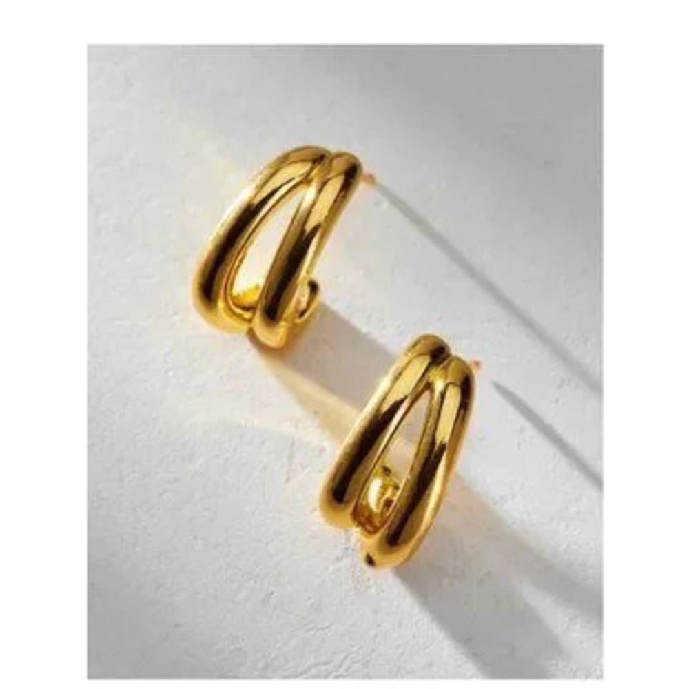 New! Ryan Gold Double Hoop Earrings NWT (1038)